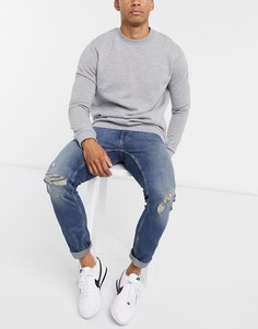 Рваные джинсы из органического хлопка Burton Menswear-Синий