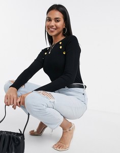 Джемпер с золотистыми пуговицами Brave Soul-Черный