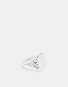 Серебристое кольцо-печатка с жемчугом Chained & Able-Серебряный