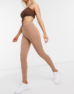 Шоколадные леггинсы в рубчик Love & Other Things-Коричневый