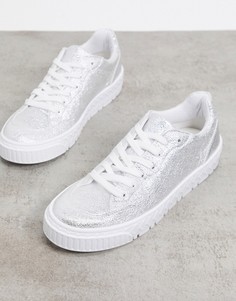 Серебристые кроссовки на шнуровке ASOS DESIGN-Серебряный