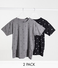 2 футболки для дома (серый/черный) с логотипом SikSilk-Мульти