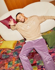 Бежевый свитшот в стиле oversized с принтом ASOS DESIGN