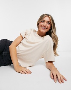 Светло-бежевая футболка из органического хлопка Miss Selfridge-Светло-бежевый
