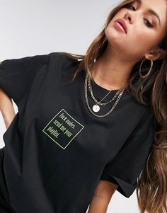 Футболка в стиле oversized с принтом Night Addict-Черный