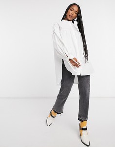 Блузка в стиле oversized белого цвета Topshop-Белый