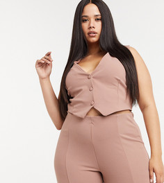 Розовый трикотажный жилет ASOS DESIGN Curve