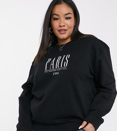 Свитшот с принтом "Paris" ASOS DESIGN Curve-Черный