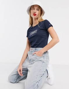 Синяя футболка с логотипом Tommy Jeans-Темно-синий