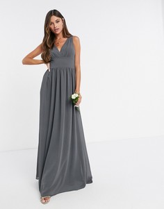 Серое шифоновое платье с запахом TFNC-Серый