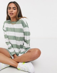 Платье-футболка oversized с длинными рукавами ASOS DESIGN-Белый