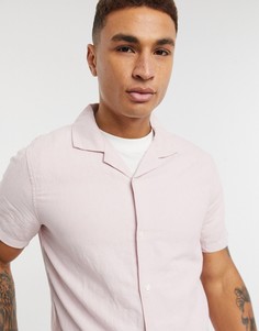 Розовая рубашка на основе льна с короткими рукавами Abercrombie & Fitch-Розовый