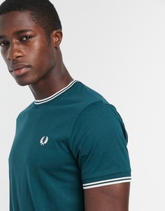 Сине-зеленая футболка с окантовкой Fred Perry-Зеленый