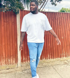 Голубые джинсы скинни с рваными коленями ASOS DESIGN Plus-Синий