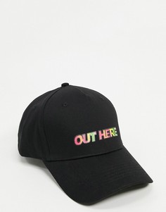 Бейсболка с вышивкой "out here" ASOS DESIGN-Черный