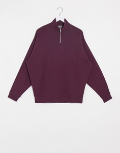 Бордовый oversized-свитшот с молнией ASOS DESIGN-Красный