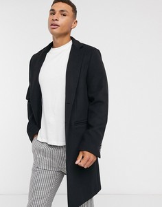 Черное пальто с лацканами ASOS DESIGN-Черный