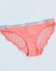Коралловые трусы с кружевом и логотипом Tommy Hilfiger-Оранжевый