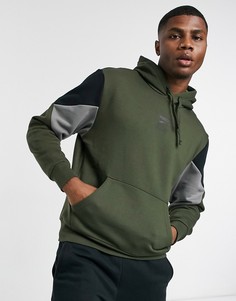 Худи цвета хаки с маленьким логотипом Puma Rebel-Зеленый