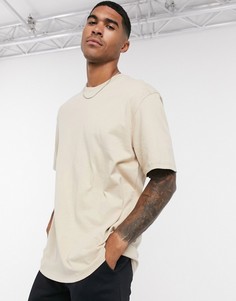 Светло-бежевая oversize-футболка Topman-Светло-бежевый