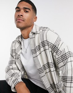 Фланелевая рубашка в стиле oversized в черно-белую клетку ASOS DESIGN-Белый