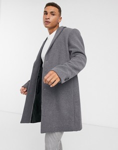 Полушерстяное светло-серое пальто ASOS DESIGN-Серый