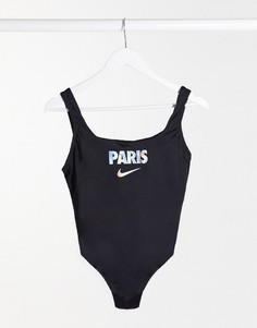 Черный слитный купальник с принтом "Paris" Nike city series