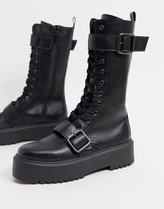 Черные ботинки с пряжками ASOS DESIGN-Черный