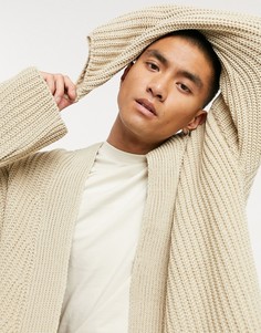 Светло-бежевый кардиган в рубчик без застежки ASOS DESIGN