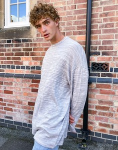 Длинный меланжевый лонгслив oversized ASOS DESIGN-Серый