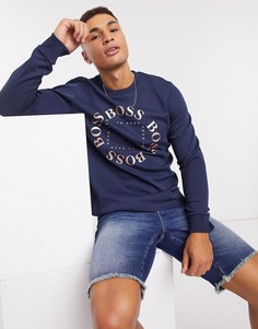 Свитшот с круглым вырезом BOSS Athleisure-Темно-синий