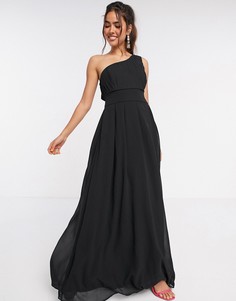 Черное платье макси на одно плечо AX Paris-Черный