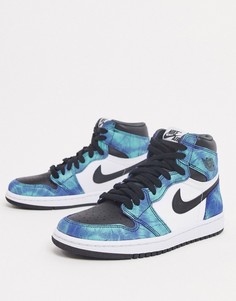 Зеленые кроссовки с принтом тай-дай Nike Air Jordan 1 High OG-Зеленый