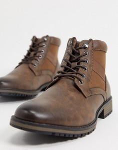 Коричневые ботинки из искусственной кожи на шнуровке ASOS DESIGN-Коричневый