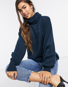 Темно-синий oversized-джемпер со свободным воротом ASOS DESIGN