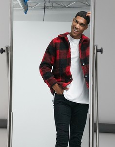 Красная куртка в клетку из искусственного меха Brave Soul-Красный