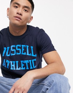 Темно-синяя футболка с логотипом Russell Athletic-Темно-синий