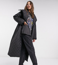 Черное стеганое пальто макси ASOS DESIGN Tall-Черный