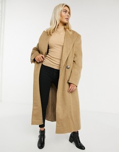 Бежевое пальто макси с начесом ASOS DESIGN-Оранжевый