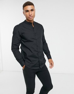 Черная рубашка из поплина с длинными рукавами New Look-Черный