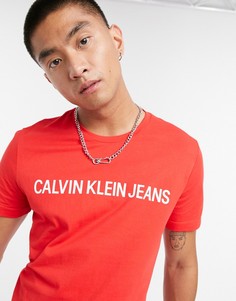 Красная узкая футболка с логотипом Calvin Klein Jeans-Красный