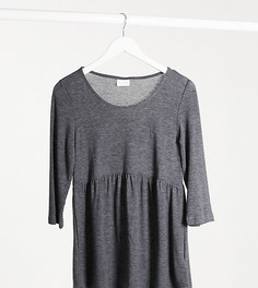 Серый свободный топ с овальным вырезом и завязками Mamalicious Maternity Mama.Licious
