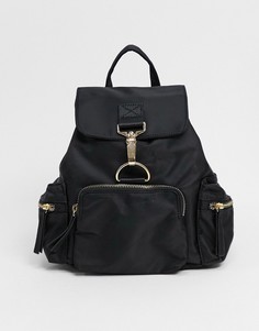 Черный рюкзак с застежкой-карабином ASOS DESIGN