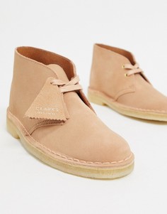 Бежевые замшевые дезерты Clarks Originals-Бежевый