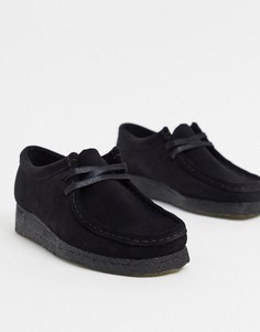 Черные замшевые туфли на плоской подошве Clarks Originals-Черный