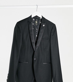 Черный пиджак с атласными лацканами Twisted Tailor TALL