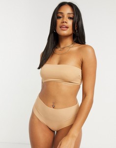 Бежевый гладкий бюстгальтер-бандо из микрофибры ASOS DESIGN