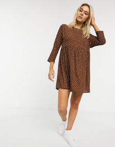 Свободное платье мини в горошек с длинными рукавами ASOS DESIGN-Мульти