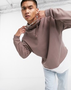 Худи коричневого цвета с контрастной белой отделкой по краю ASOS DESIGN-Коричневый