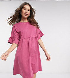 Свободное oversized-платье с оборками на рукавах ASOS DESIGN Tall-Розовый